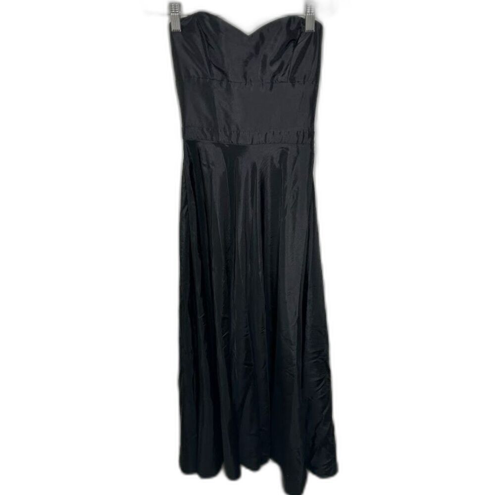 Fame & Partners Black Strapless Dress Taffeta Classic Wedding Guest Formal 2 XS